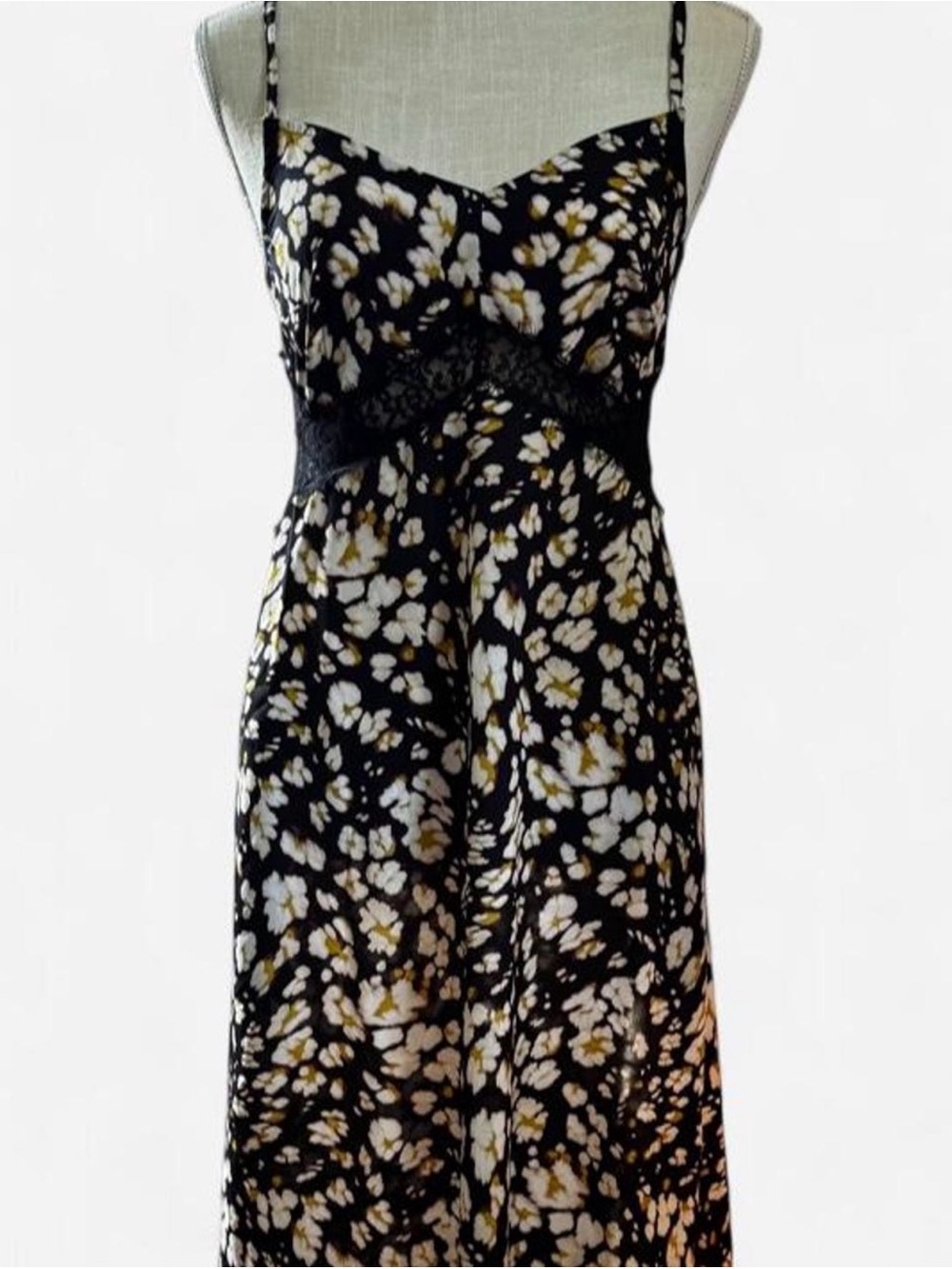 Black Floral Slip Dress with pockets
